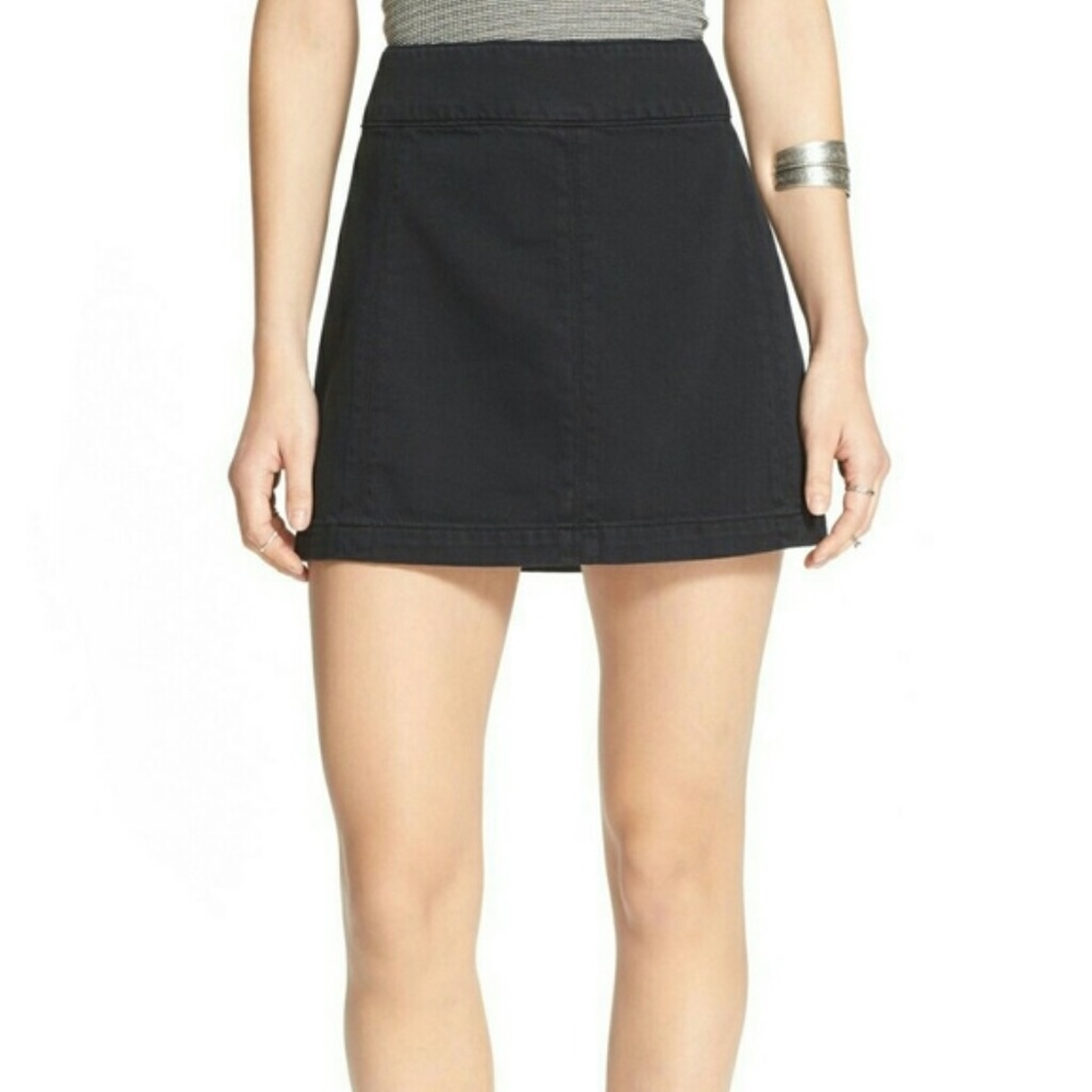 Free People Zip To It Denim Mini Skirt